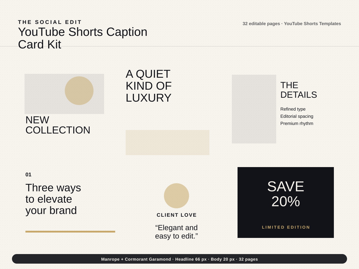YouTube Shorts Caption Card Kit preview